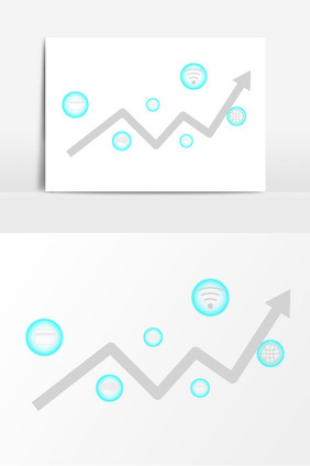 蓝色科技上升线矢量元素