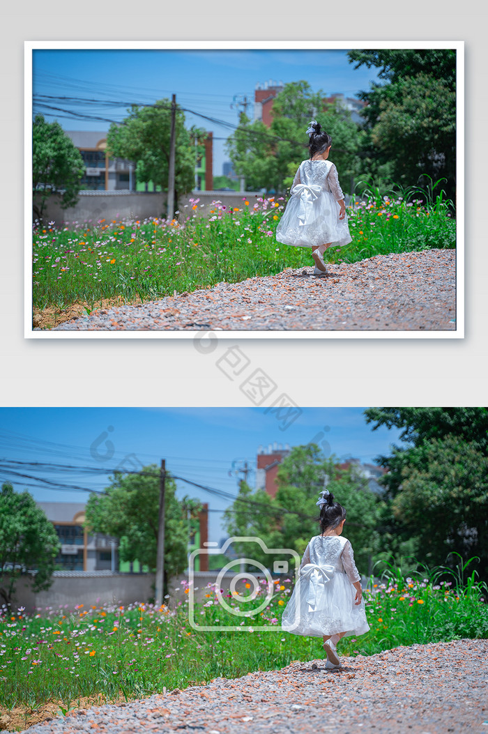六一儿童节婚纱舞裙背影节日摄影图图片图片