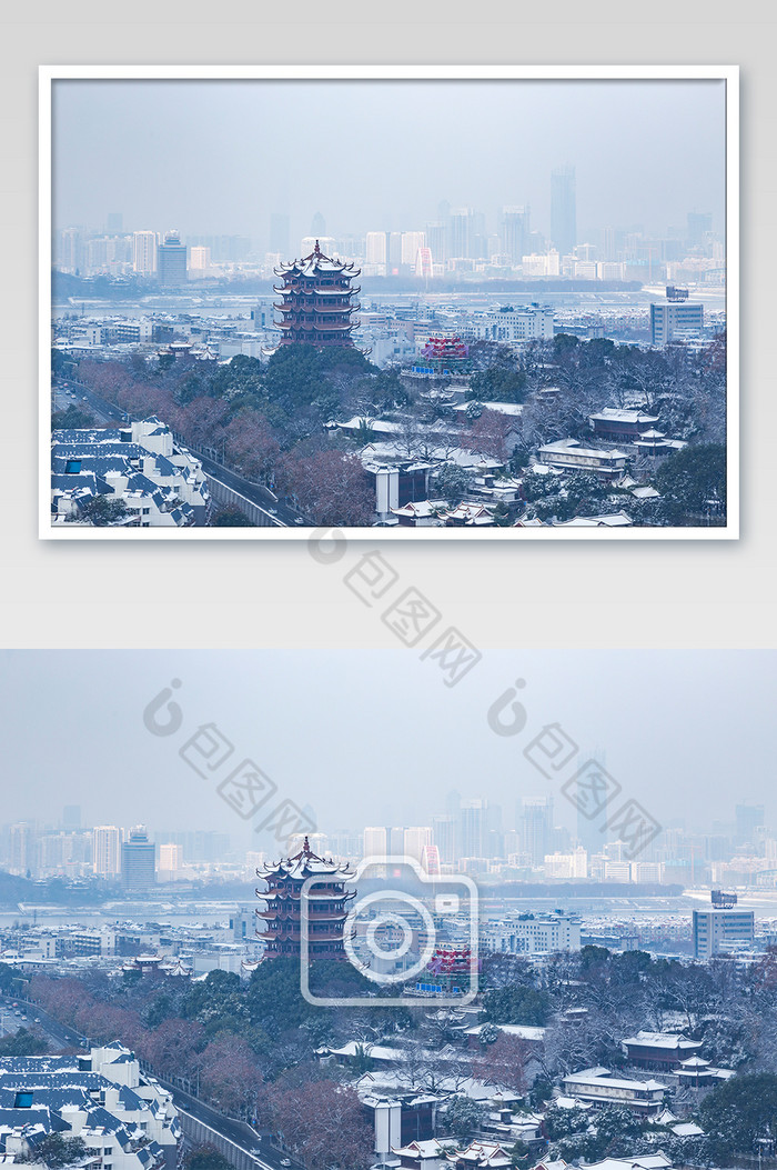 大雪之后的黄鹤楼摄影图片图片