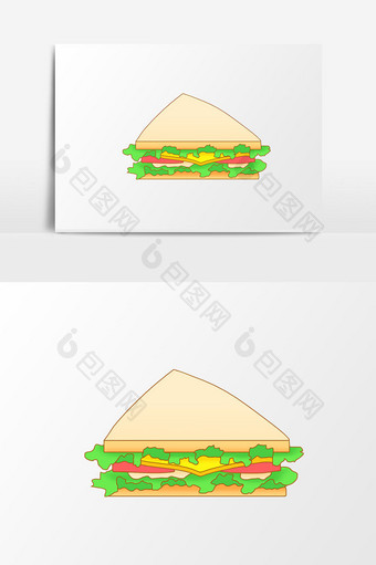 手绘卡通健康三明治图片