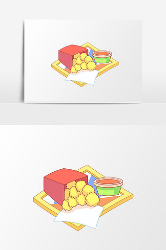 手绘卡通健康鸡米花小食图片下载