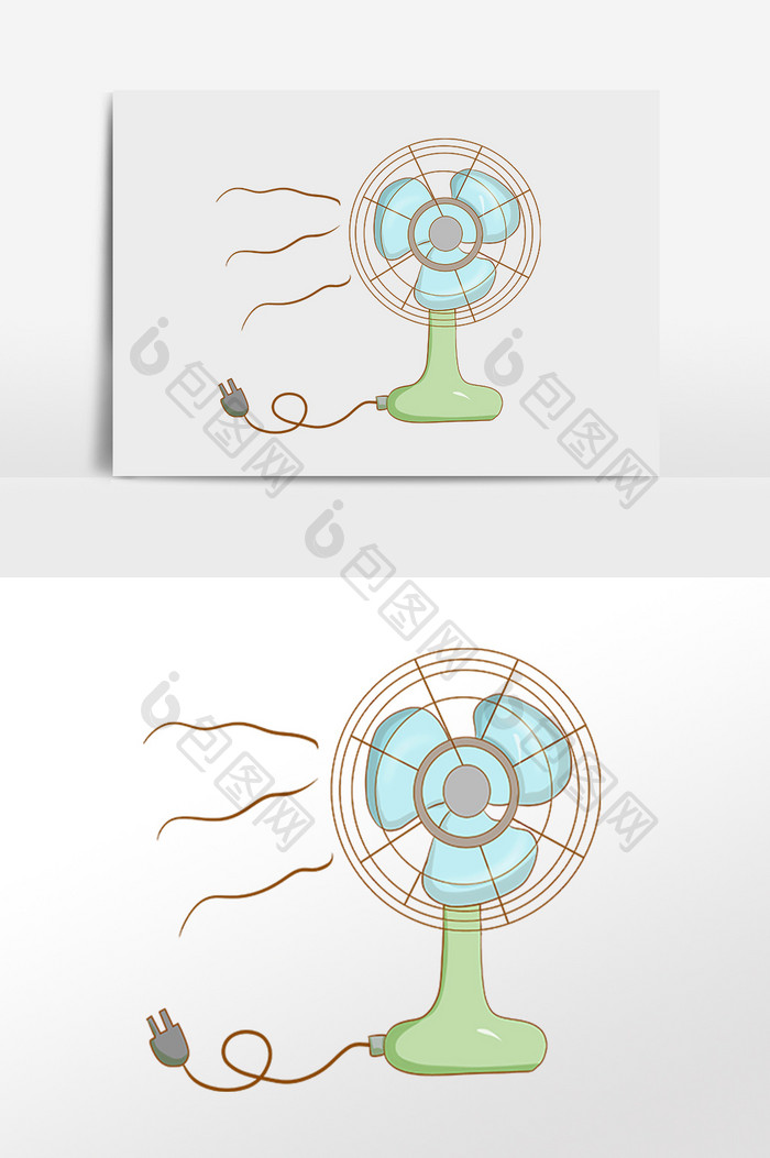 手绘日常生活用品电风扇插画