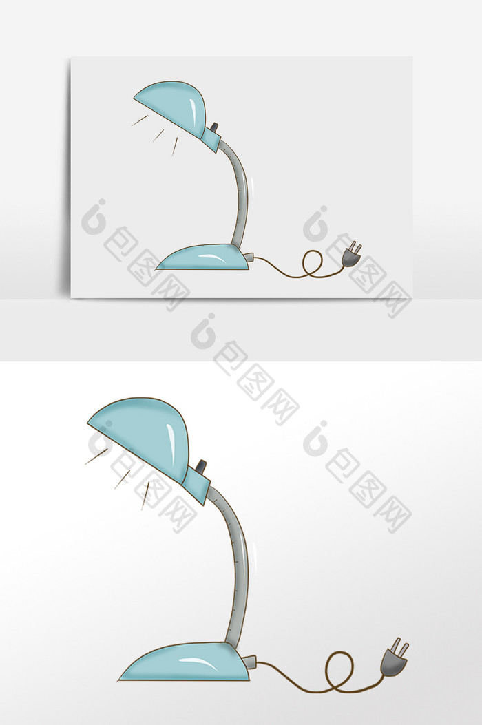 手绘日常生活用品学习台灯插画
