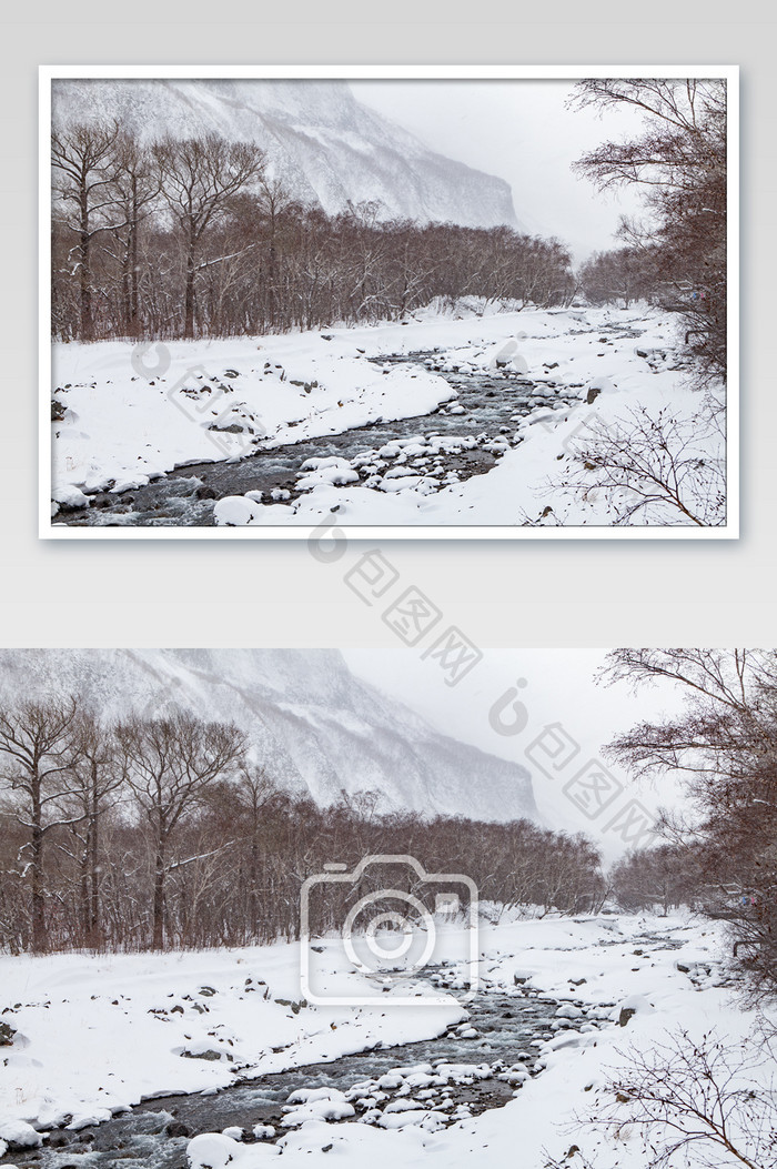长白山冬季温泉摄影图片