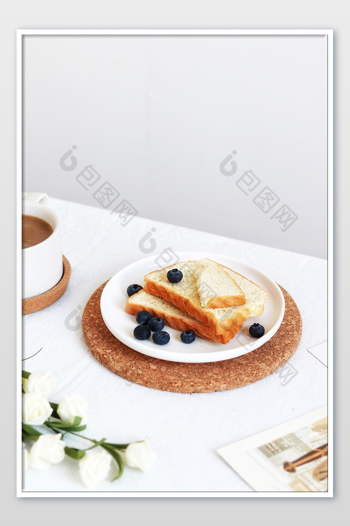 早餐下午茶吐司咖啡蓝莓烘焙图片图片