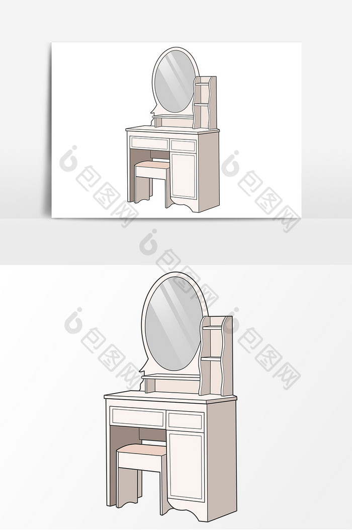 梳妆台手绘卡通形象元素