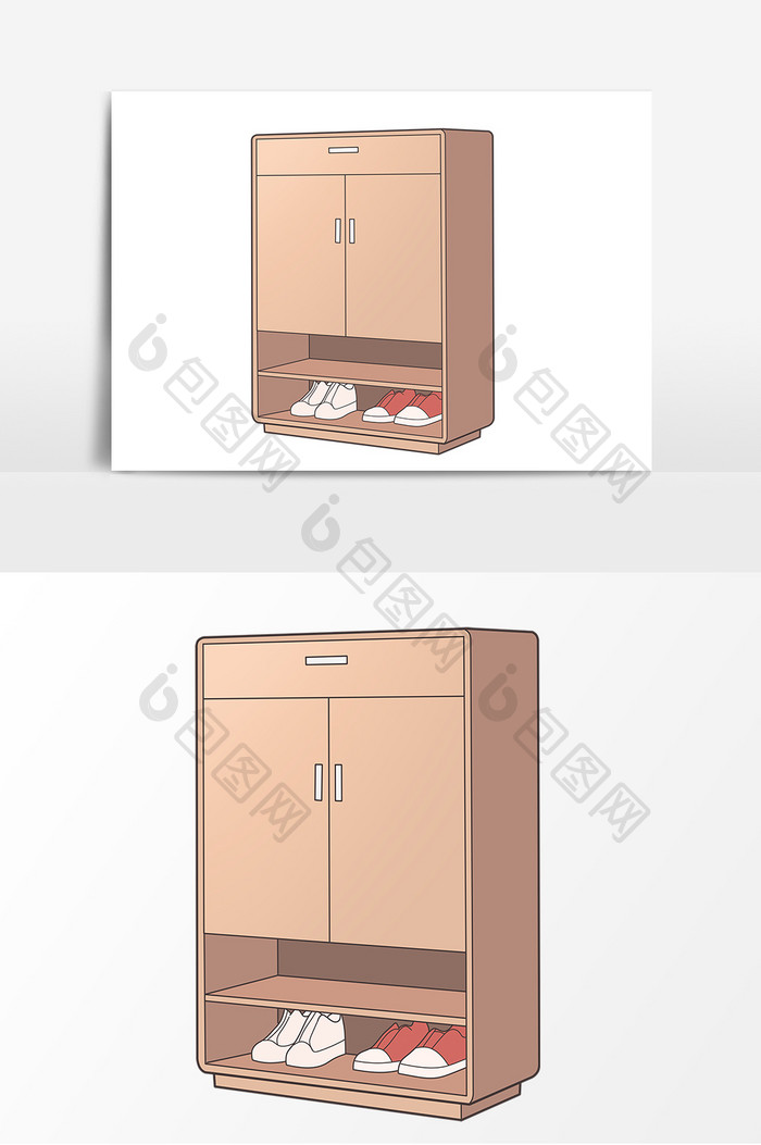 鞋柜手绘卡通形象元素