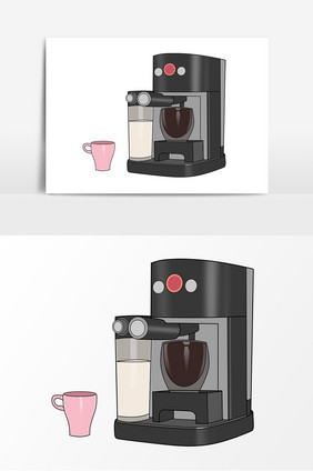 咖啡饮料机手绘卡通元素