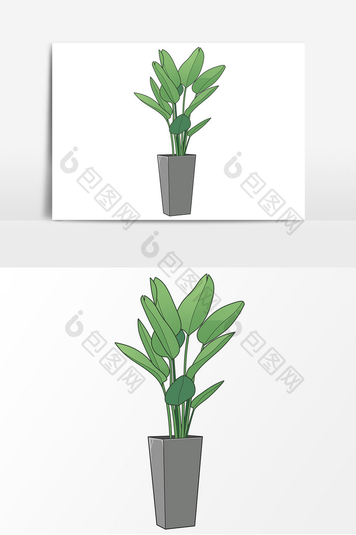植物盆栽手绘卡通形象元素