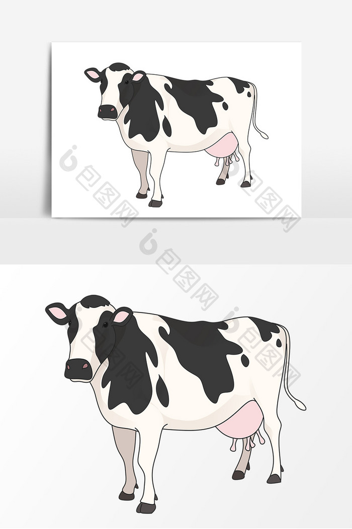 手绘动物奶牛卡通元素