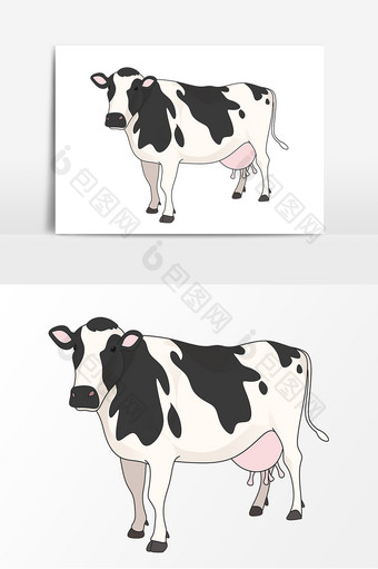手绘动物奶牛卡通元素图片