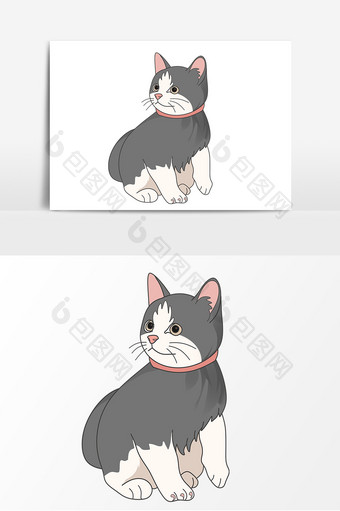 动物猫手绘卡通形象元素图片