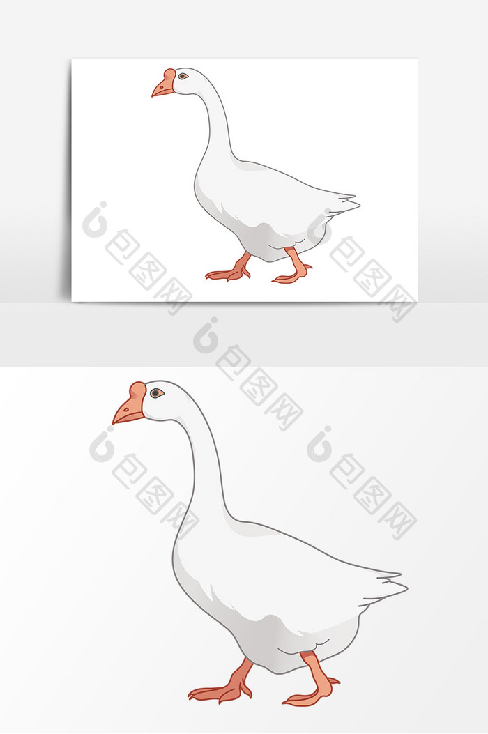 手绘禽类鹅卡通形象元素