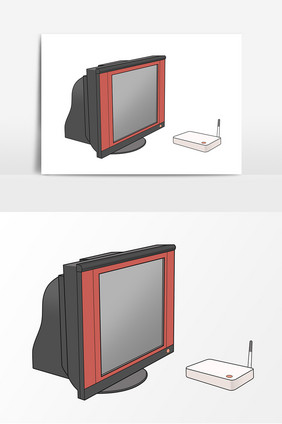 电视机手绘卡通形象元素