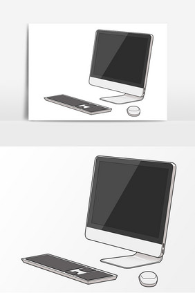电脑键盘手绘形象元素图案
