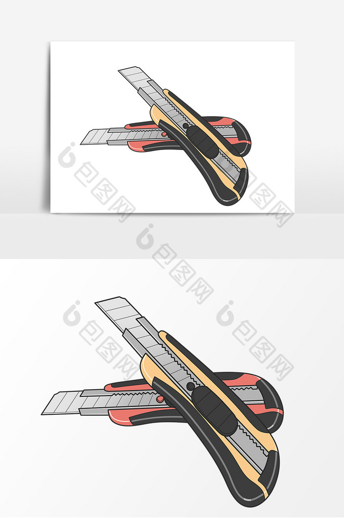 美工刀手绘卡通形象元素图案