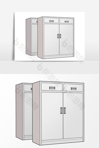 手绘柜子卡通形象元素图案图片