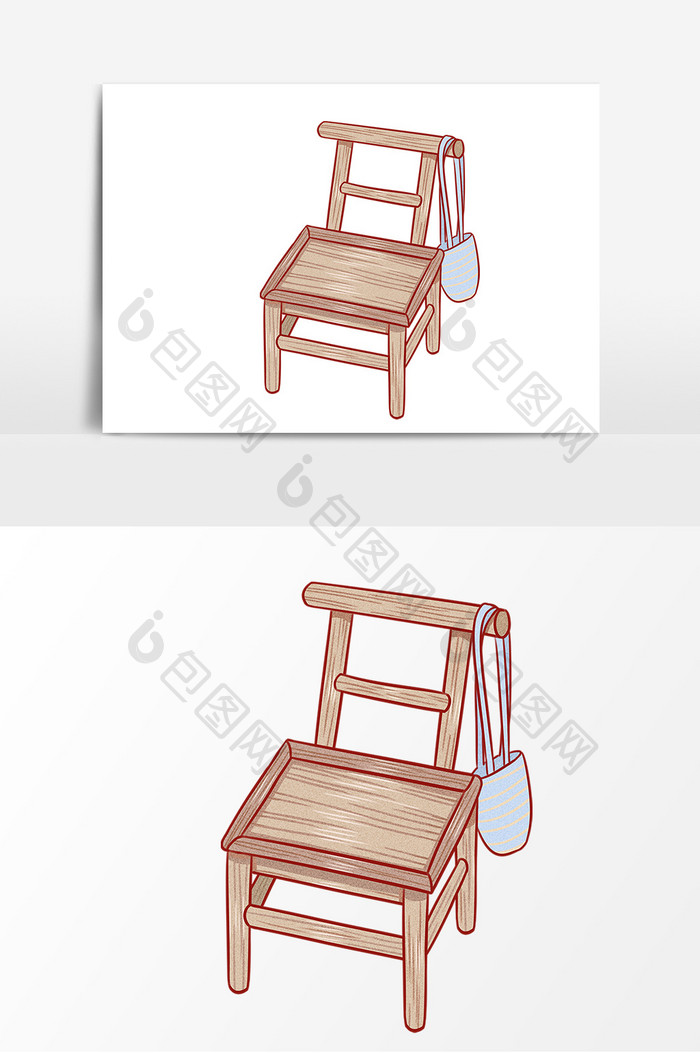 家具竹椅手绘卡通形象元素
