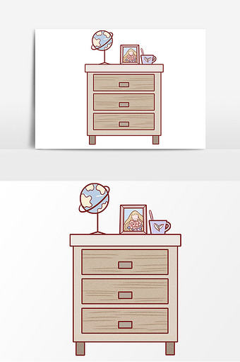 床头柜手绘卡通形象