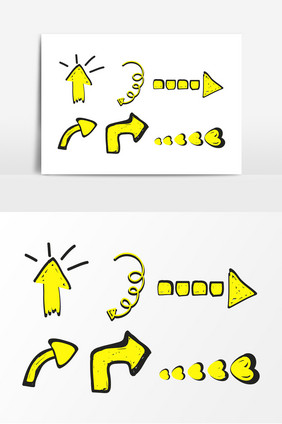 手绘各种方向箭头卡通扁平矢量化素材指引