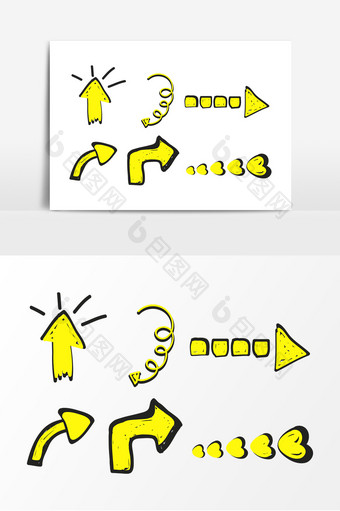 手绘各种方向箭头卡通扁平矢量化素材指引图片