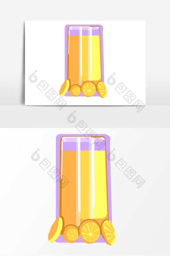 橙汁手绘卡通形象元素