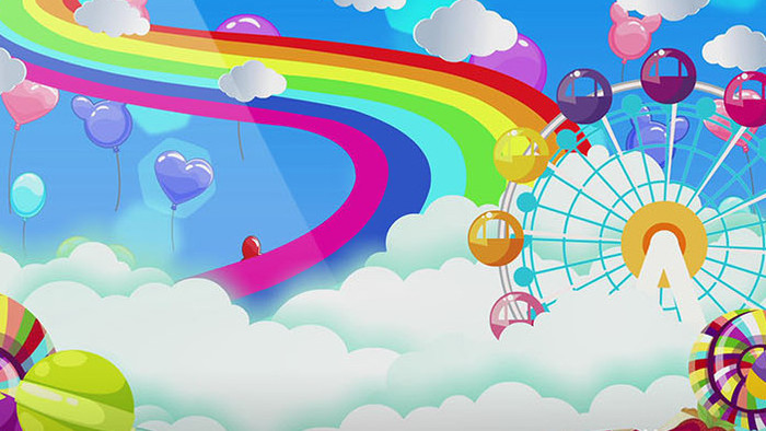 卡通天空彩虹气球背景