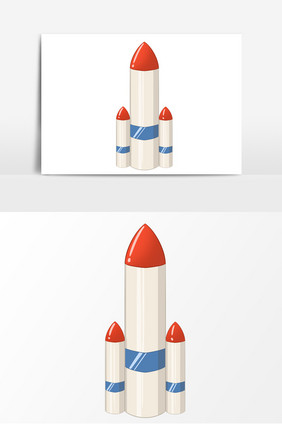 手绘火箭卡通形象元素