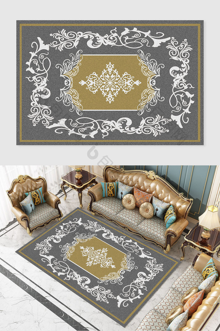 欧式古典花纹宫延沙发地毯图案