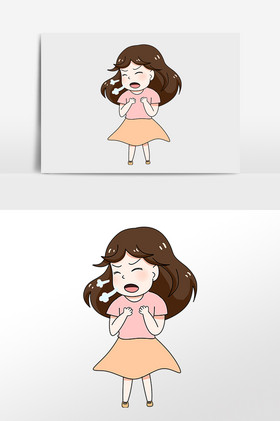 感冒生病女孩插画医疗健康体检陪诊生病医生微信图插画女孩生病打针