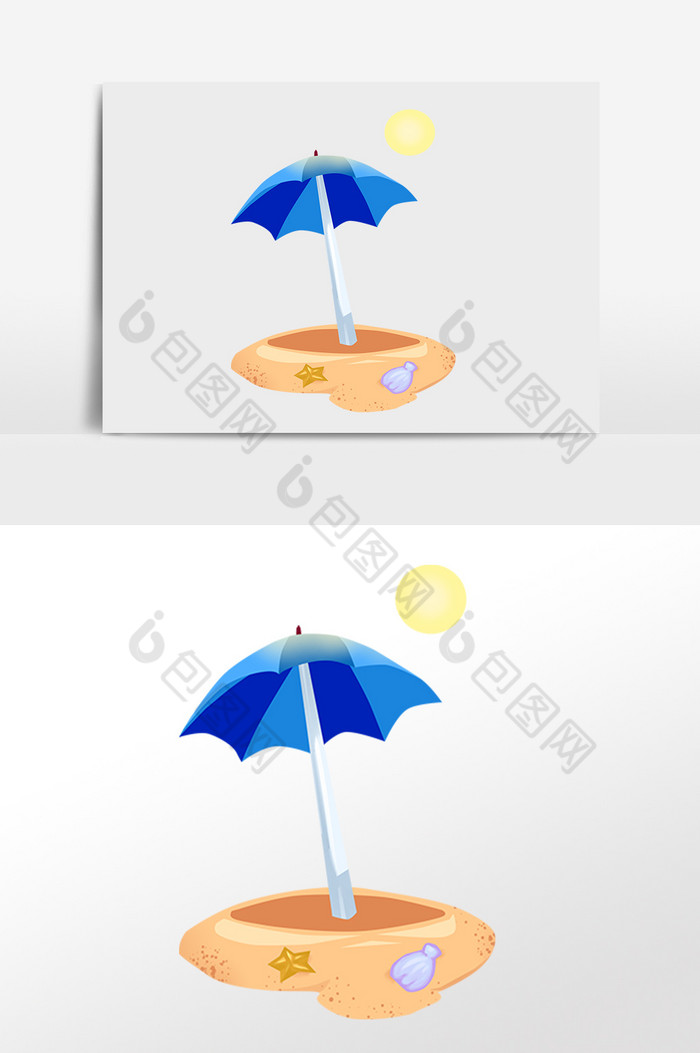 夏季海滩旅游遮阳伞插画图片图片