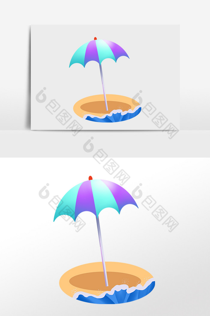 夏季旅游海滩遮阳伞插画图片图片