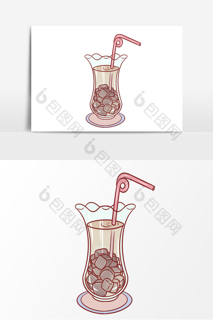 饮料手绘卡通形象元素