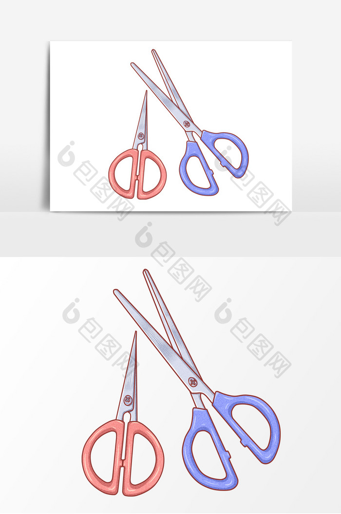 手绘卡通剪刀形象元素