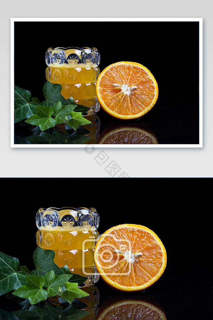 橙子橙汁鲜榨果汁黑色背景摄影图片图片