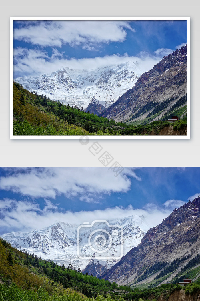 西藏蓝天雪山岩石图片