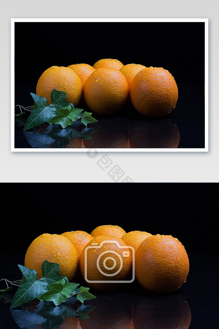 新鲜水果橙子高清黑色场景摄影图