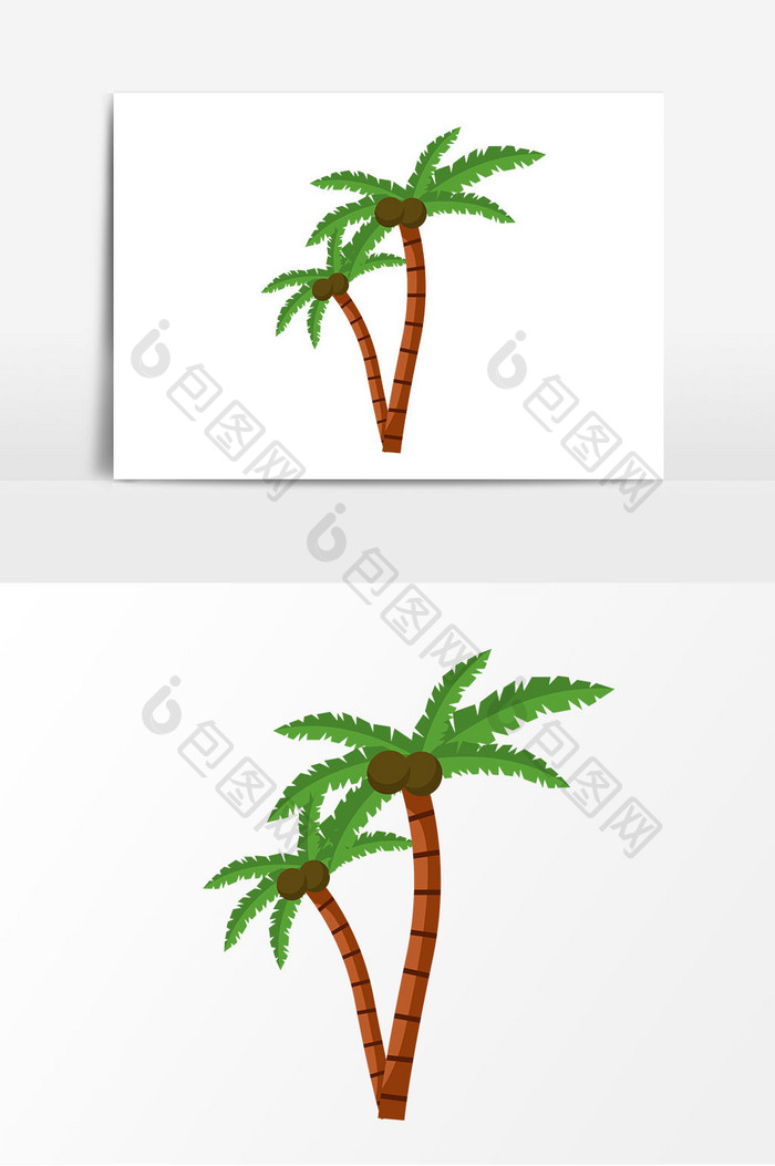 夏季卡通椰子树矢量元素