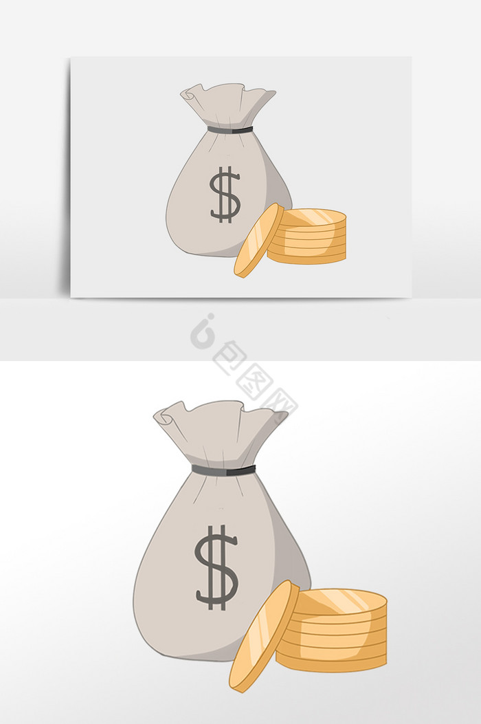 金融经济钱袋子金币插画图片