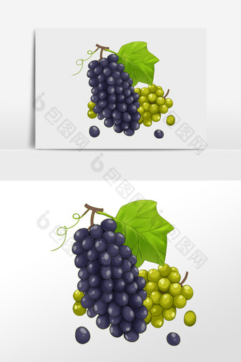 手绘新鲜夏季水果葡萄插画图片