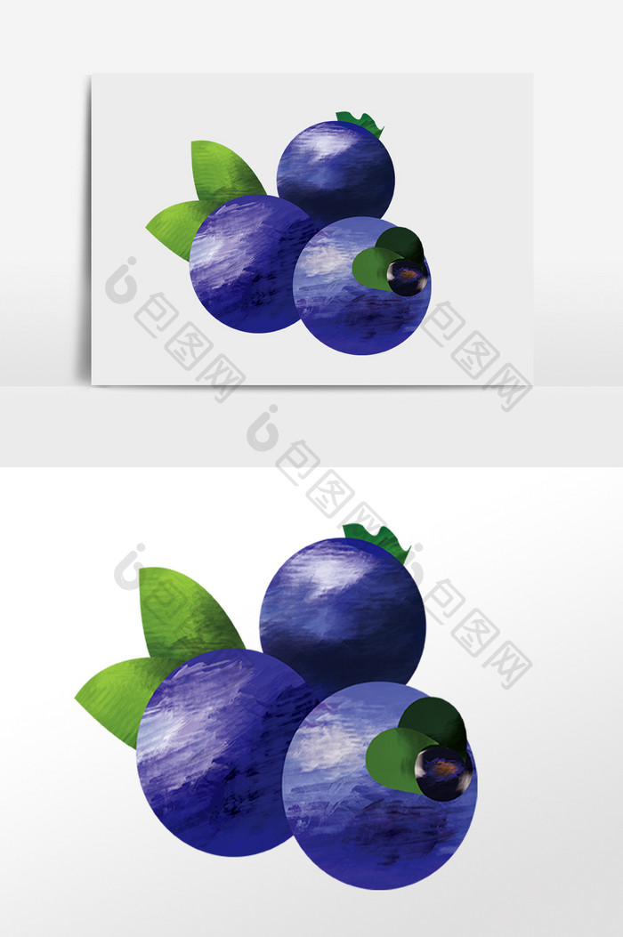 手绘水彩夏季水果蓝莓插画
