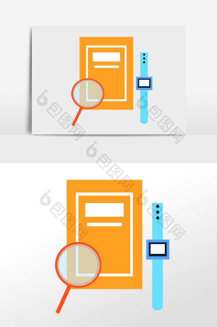 手绘商务办公文具资料手表插画