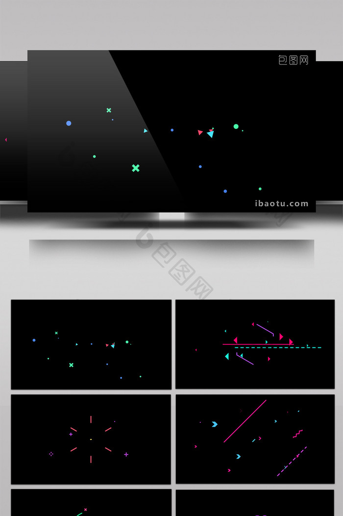 8组五彩斑斓形状MG动画视频素材带通道