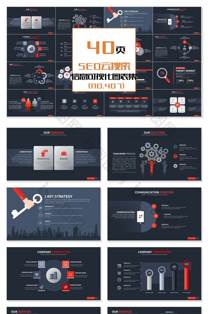 40页SEO云搜索信息可视化PPT图表图片图片