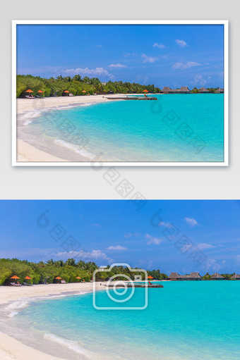 洁白马尔代夫海滩摄影图片