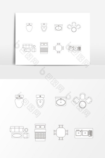 房屋室内平面家具俯视图素材图片