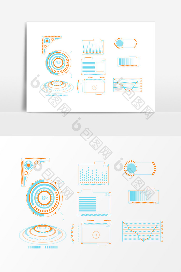 矢量HUD科技线条统计图案设计素材