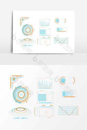 矢量HUD科技线条统计图案设计素材图片