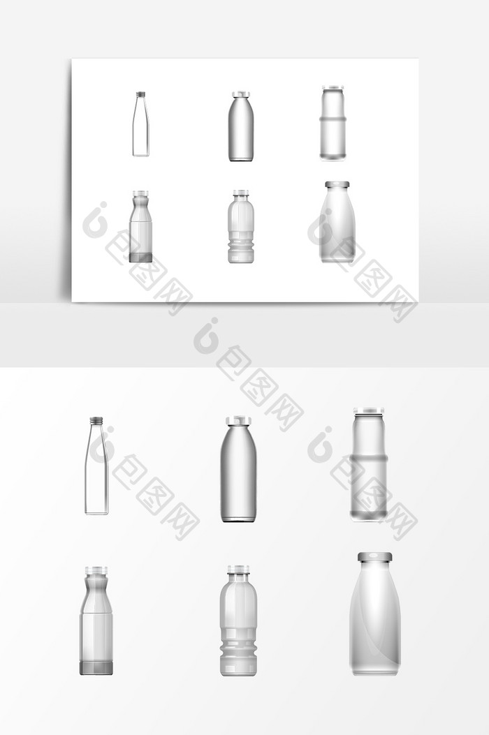 手绘透明玻璃瓶图案设计元素