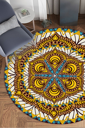 欧式古典圆形花纹质感地毯图案装饰图片